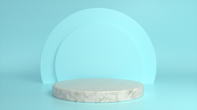 Marble glossy podium pedestal on blue background Premium Photo