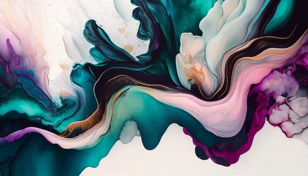 Marble ink abstract art based on a beautiful original painting for an abstract background To generate smooth Generative AI the painting was painted on high quality paper texture