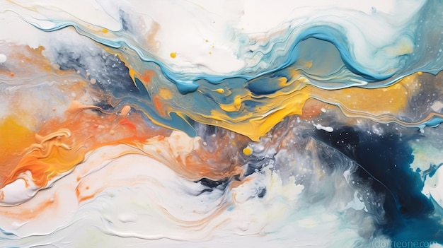 Marble ink abstract painting with a bold brushstrokes AI generated