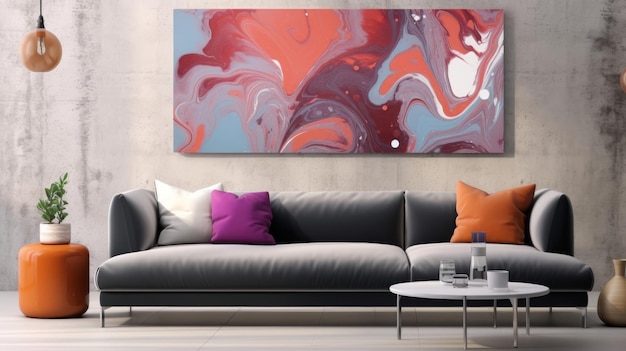 Marble ink abstract painting with a bold brushstrokes AI generated