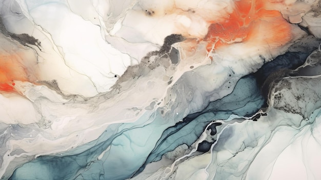 Marble ink abstract painting with a soft curves AI generated