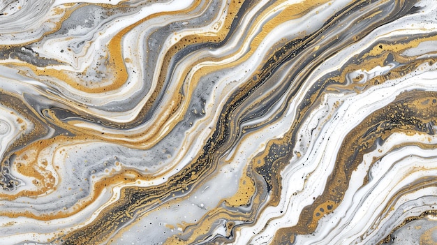 marble ink texture background with gold and gray swirls