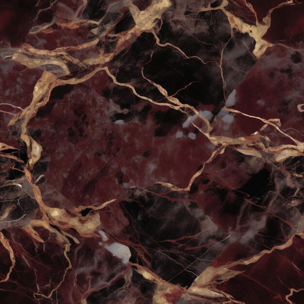 Photo marble pattern with a red background and gold accents generative ai