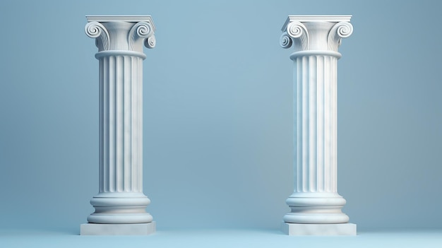 marble pillar column classic greek against blue background
