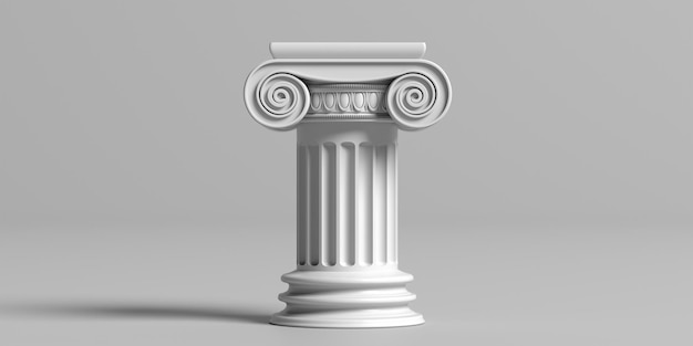 Marble pillar column classic greek against gray background 3d illustration