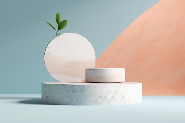 Photo marble podium on pastel colour background