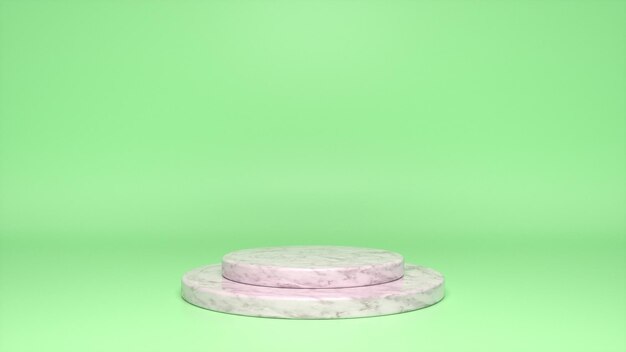 Marble podium pedestal on green background Premium Photo