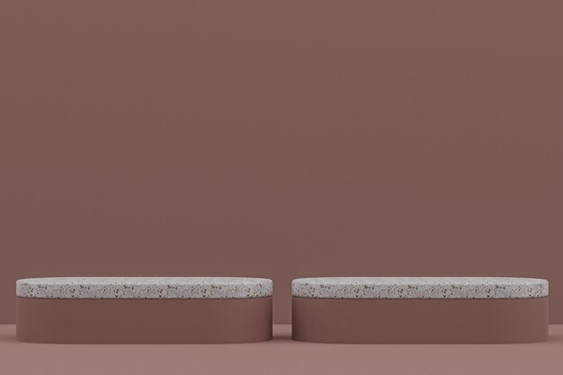 Marble podium shelf or empty Product Stand minimal style on brown background for cosmetic product presentation.