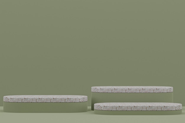 Marble podium shelf or empty Product Stand minimal style on green for cosmetic product presentation.