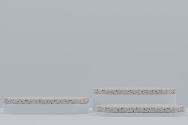 Marble podium shelf or empty Product Stand minimal style on grey for cosmetic product presentation.