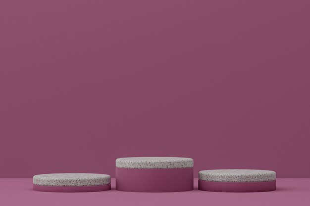 Marble podium shelf or empty Product Stand minimal style on purple for cosmetic product presentation.