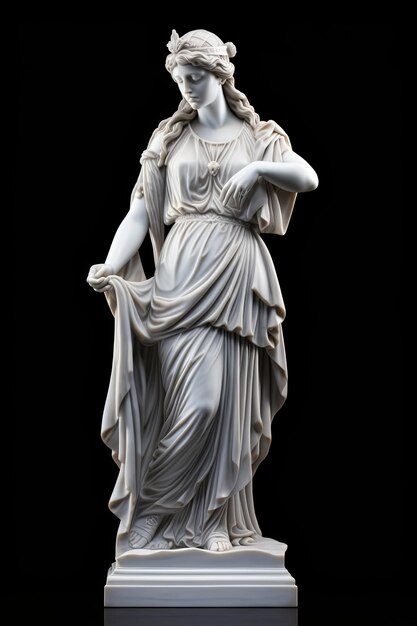 Photo marble sculpture of greek goddess on a black background