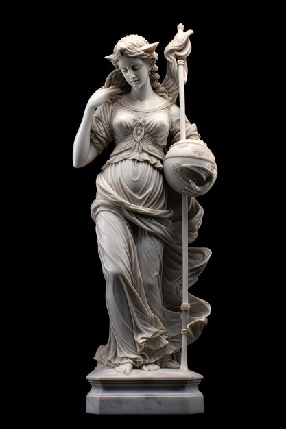 Photo marble sculpture of greek goddess on a black background