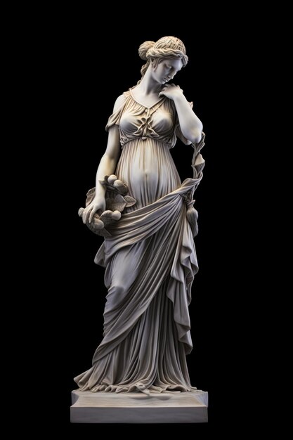 Photo marble sculpture of greek goddess on a black background