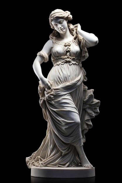 Photo marble sculpture of greek goddess on a black background