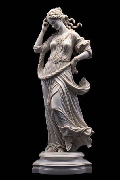 Photo marble sculpture of greek goddess on a black background