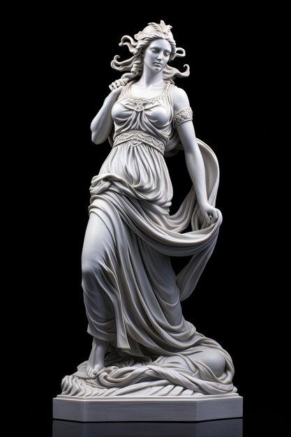 Photo marble sculpture of greek goddess on a black background