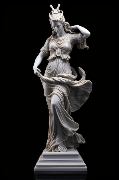 Photo marble sculpture of greek goddess on a black background