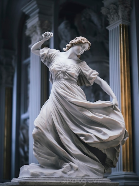 Foto statua di marmo di una ballerina ai generativa