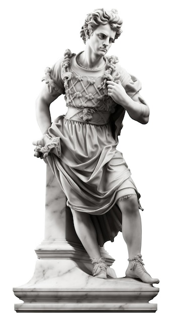 Marble statue of David isolated on white background AI generated