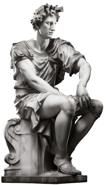 Marble statue of David isolated on white background AI generated