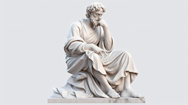 Marble statue philosopher isolated on transparent background