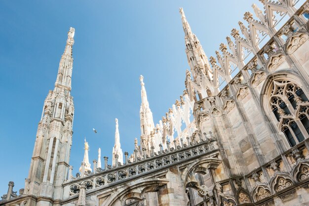 Foto statue di marmo - architettura sul tetto della cattedrale gotica del duomo a milan