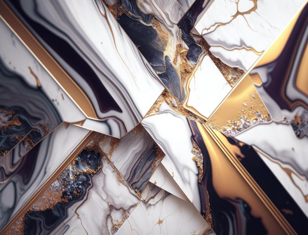 Marble stone texture background material with gold created with Generative AI technology