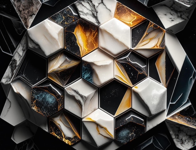 Marble stone texture background material with gold created with Generative AI technology