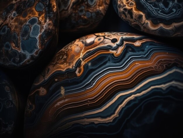 Marble stone texture background with elements of semiprecious stones and gold created with Generative AI technology