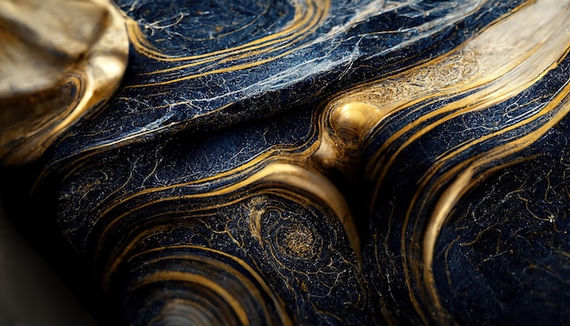 Marble surface with blue and gold shimmering colors