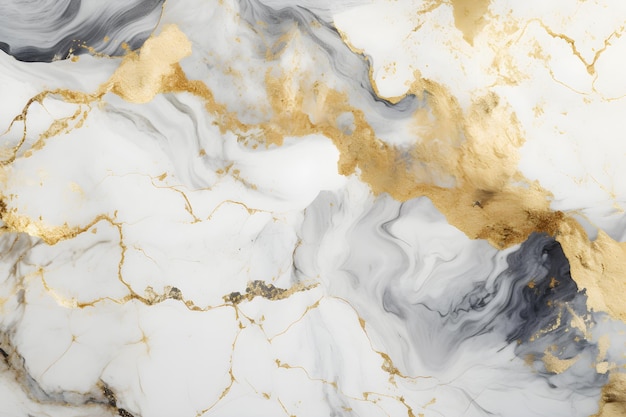 A marble table with gold and white marbles.