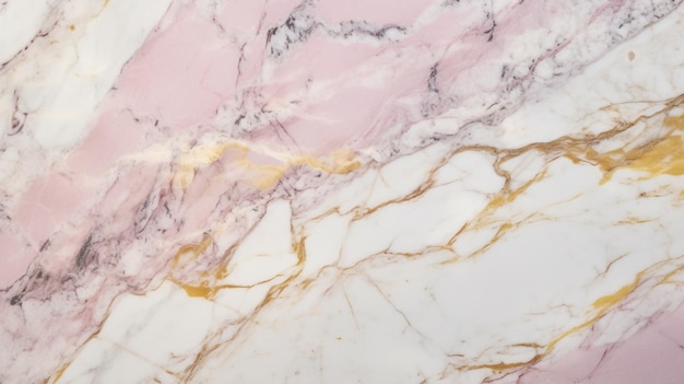 A marble table with pink and gold colors