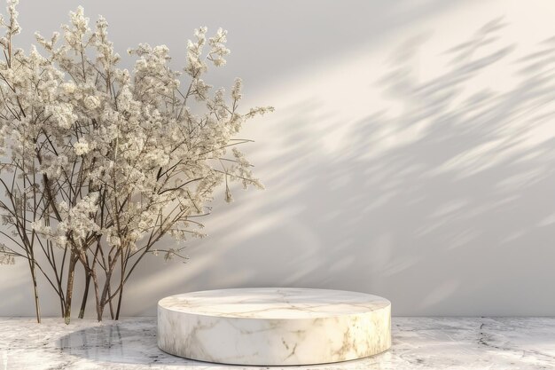 Marble Table With Vase of Flowers