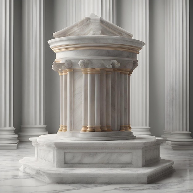 Marble Temple with Classical Architecture and Gold Accents