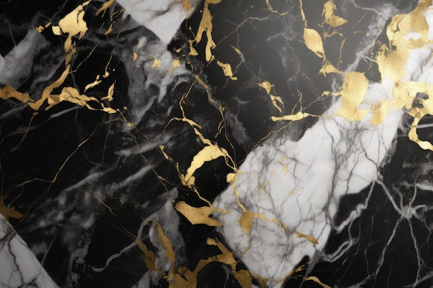 Текстура мрамора в черно-золотых тонах Роскошный дизайн Генеративный AI