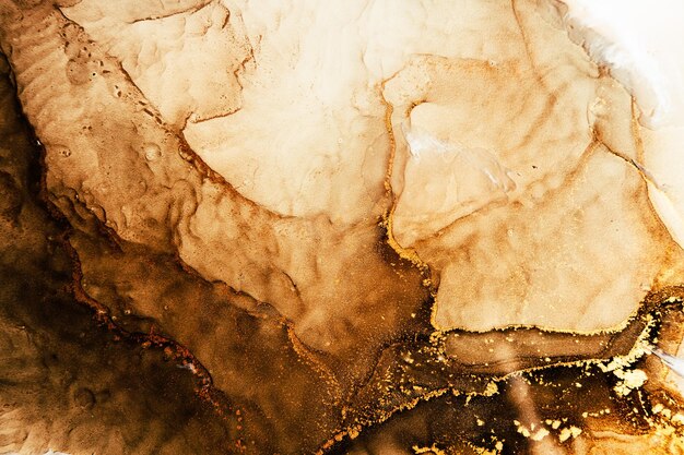 Marble texture Ink water Brown golden beige natural rock pattern art background Luxury abstract copper fleck sand land rock with vein design Modern grunge surface