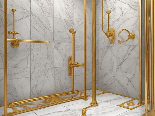 Photo marble tiles with gold texture