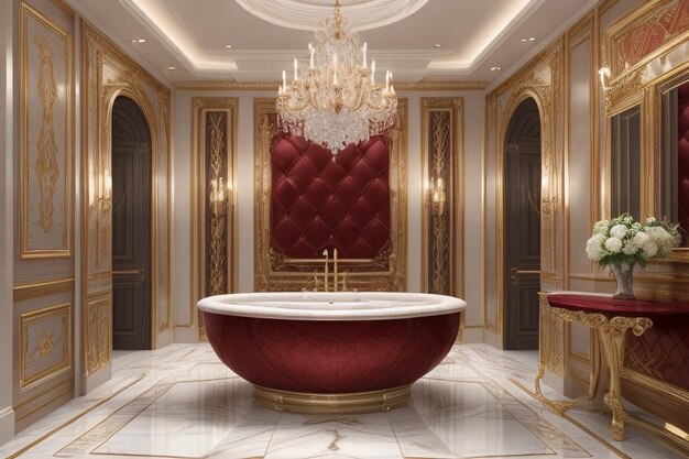 Marble Tiles with Red Texture