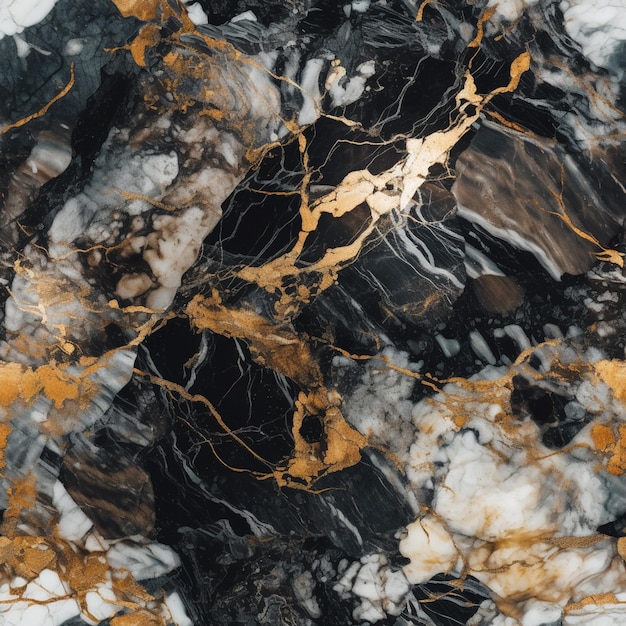 A marble wall with gold and black marble patterns.