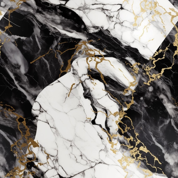 A marble wall with gold and black marbles.