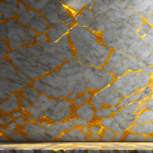 Photo a marble wall with gold and white marbles.