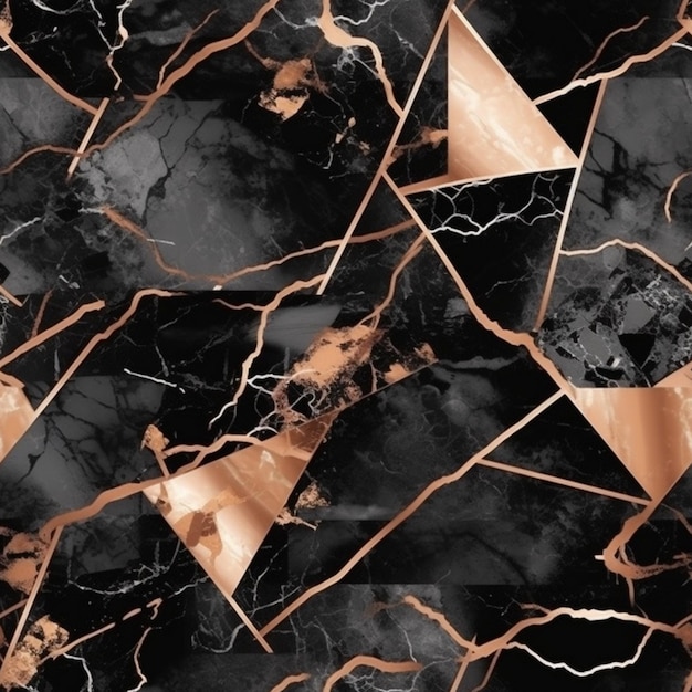 Marble wallpaper that is black and gold with a black marble background.