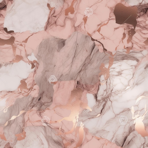 ピンクと白のデザインと金箔効果の大理石の壁紙生成 AI