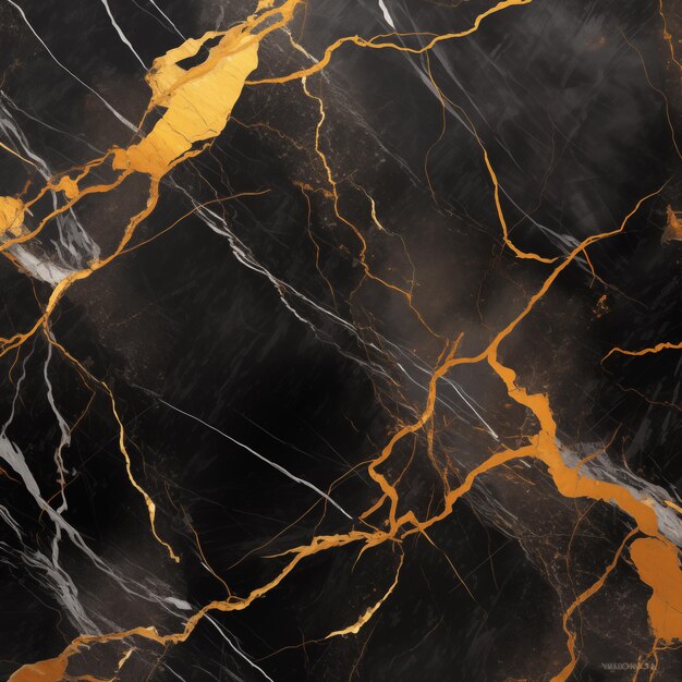 marble with gold and black veining on it generative ai