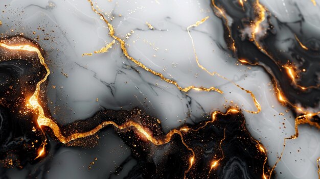 Photo a marble with gold and black and white marble