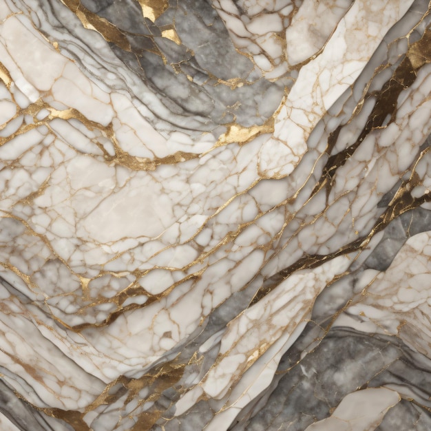 A marble with gold and white patterns