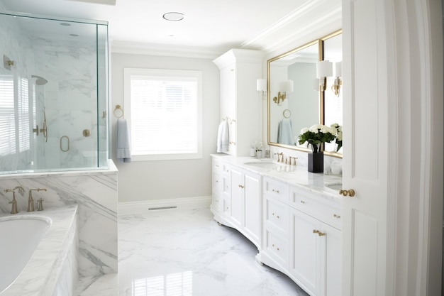 A marbleclad luxury bathroom renovation