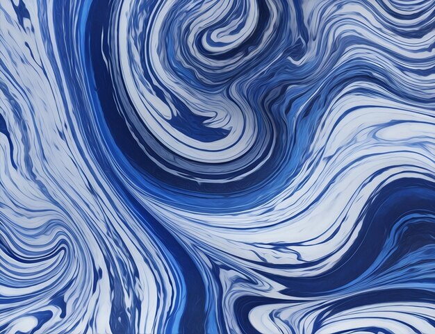 Marbled background in mixed white and blue colors with oil paint style