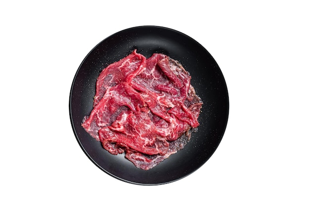 차 돌 박이 쇠고기 고기 carpaccio 흰색 배경에 고립